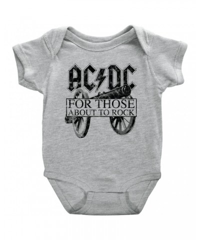AC/DC Baby Short Sleeve Bodysuit | For Those About To Rock Black Cannon Image Distressed Bodysuit $8.18 Kids