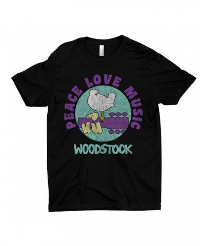 Woodstock T-Shirt | Peace Love Music Bird And Guitar Design Shirt $9.98 Shirts